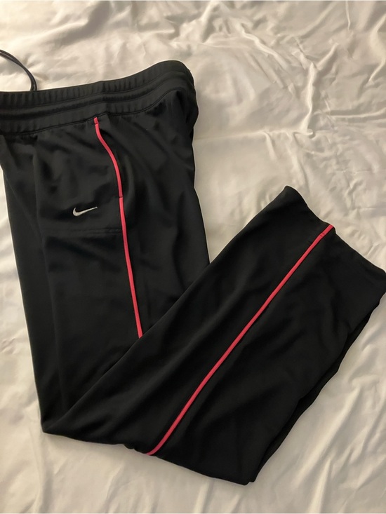 Nike Pants - Nike Black Dri-Fit Track Pants with Pink Piping